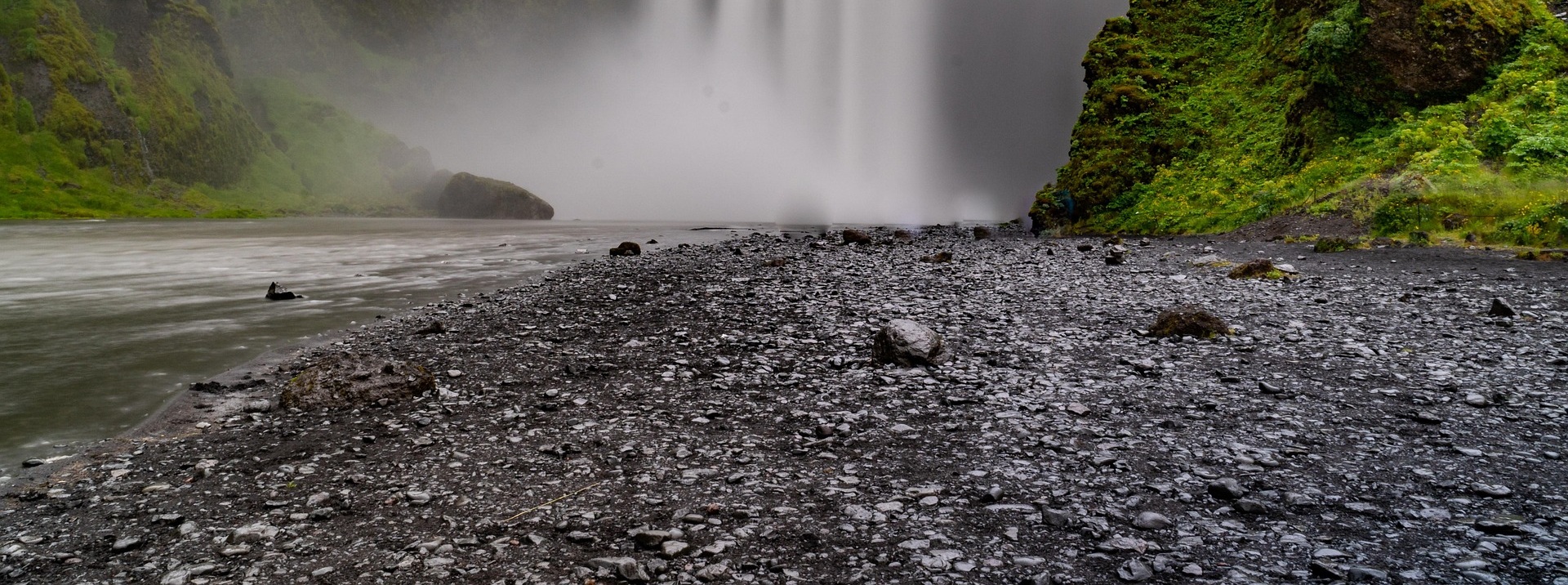 Image of a waterfall and riverside